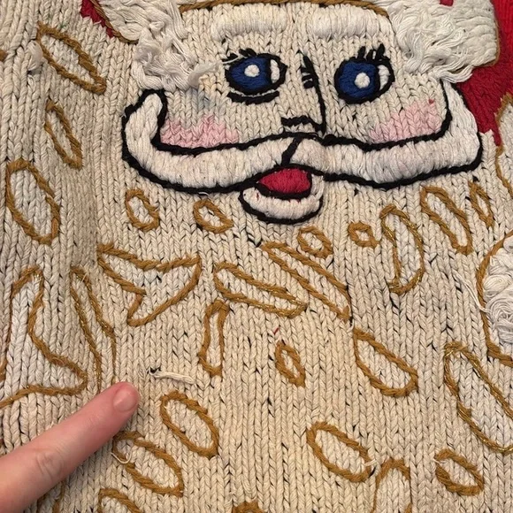 Y2K Vintage Ugly Christmas Sweater Knit Graphic Santa Handmade 2X Holiday - Picture 11 of 11